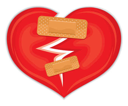 broken heart with plasterのイラスト素材