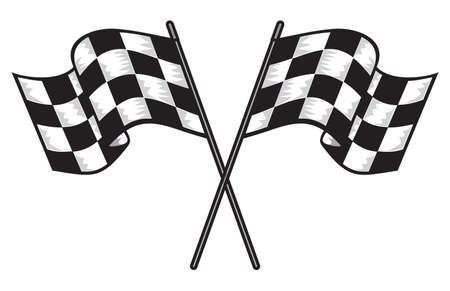 two crossed checkered flagsのイラスト素材