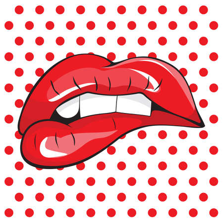 Biting her red lips teethのイラスト素材
