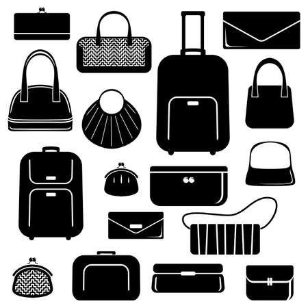 Bags and suitcases icons setのイラスト素材