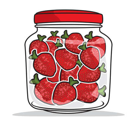 strawberry in the jarのイラスト素材