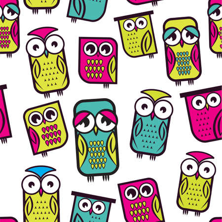 Seamless owl patternのイラスト素材