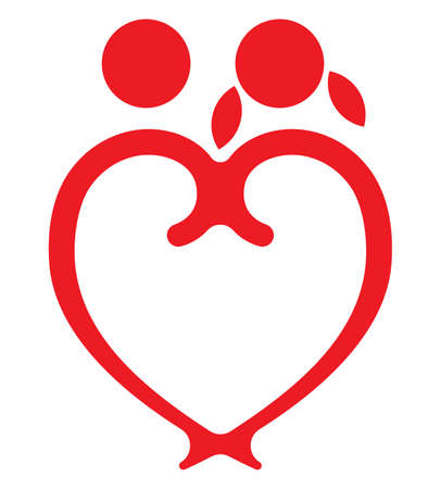 Red heart boy and girl symbolのイラスト素材