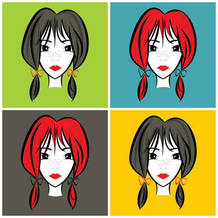 portrait illustration girlのイラスト素材