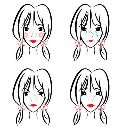 portrait illustration girlのイラスト素材