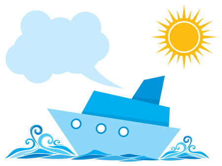 Cartoon ship on the seaのイラスト素材