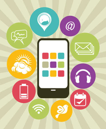 mobile phone and iconsのイラスト素材