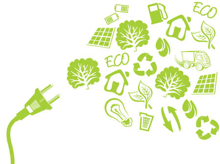 green plug - electric power conceptのイラスト素材