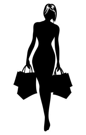 Woman silhouette in shoppingのイラスト素材