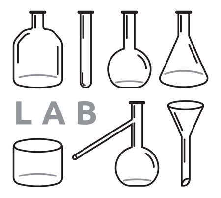 set of laboratory equipmentのイラスト素材