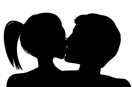 Silhouettes of loving coupleのイラスト素材
