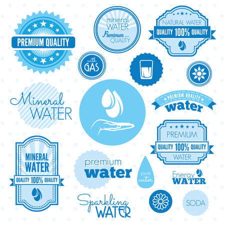 Water icons and labelsのイラスト素材