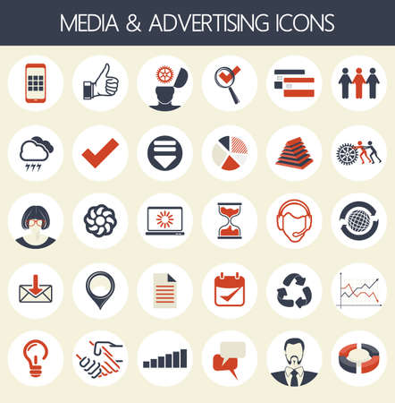 Media and advertising iconsのイラスト素材