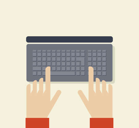 Hand typing on keyboardのイラスト素材