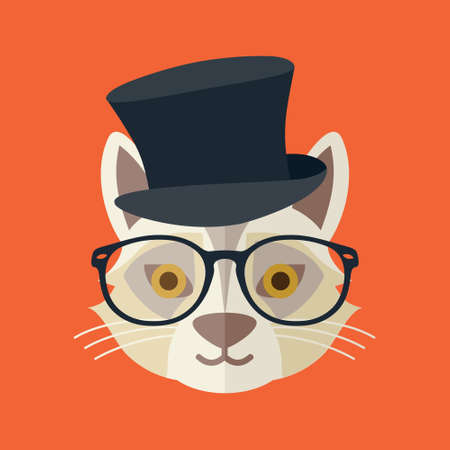 Hipster cat vector illustrationのイラスト素材