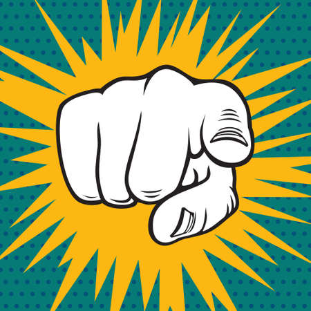 Hand pointing pop art illustrationのイラスト素材