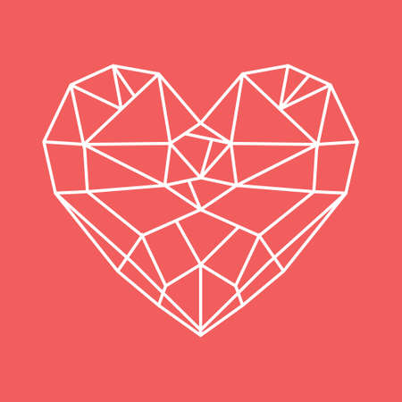 Diamond heart  low poly vector heartのイラスト素材