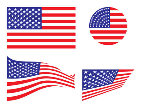 USA vector flags setのイラスト素材