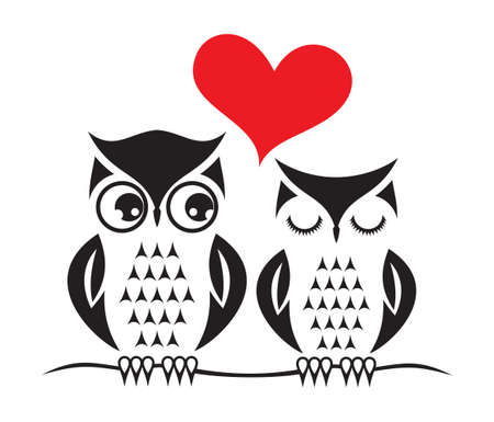 Cute owl love card templateのイラスト素材
