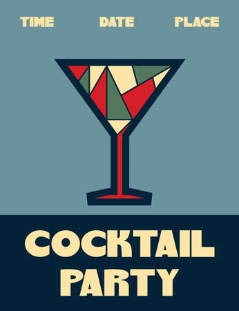 cocktail party retro posterのイラスト素材