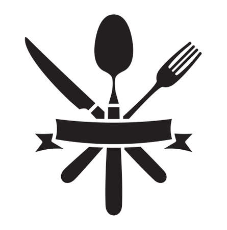 Cutlery - knife, fork and spoon restaurant vector iconのイラスト素材