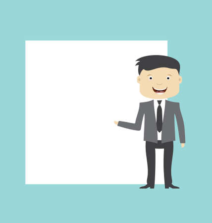 Businessman with white board vectorのイラスト素材