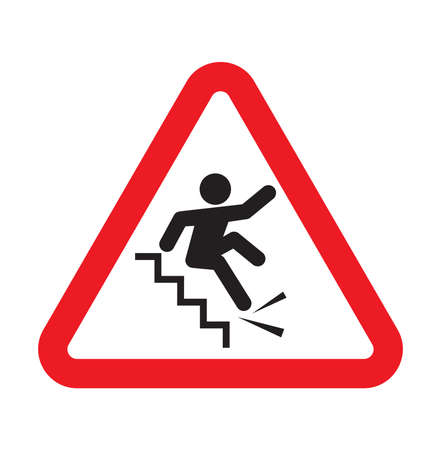 Warning falling off the stairs signのイラスト素材