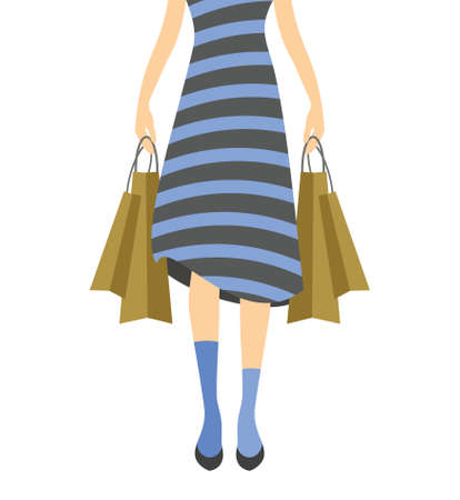 Shopping girl vector illustrationのイラスト素材
