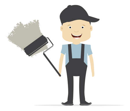 Painting service - painter at workのイラスト素材