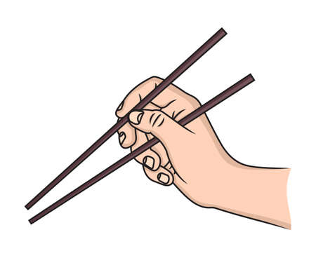 Hand with chopsticks vector illustrationのイラスト素材