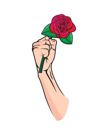 Rose in handのイラスト素材