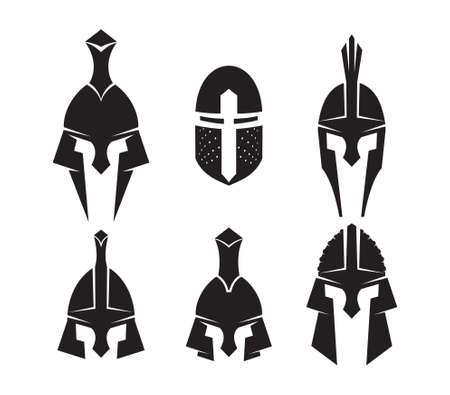 Iron helmets of the medieval knight vector iconのイラスト素材