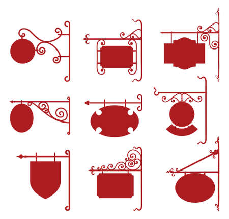 Set of blank board sign - hotel, restaurant signのイラスト素材