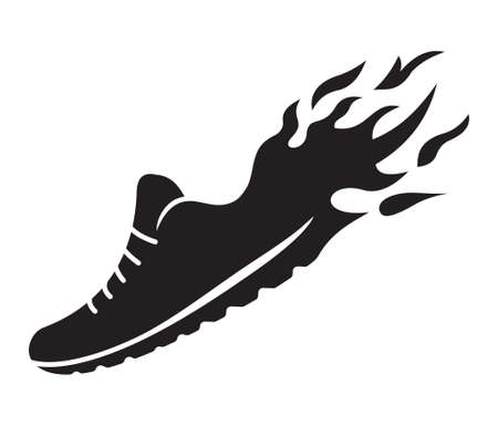 Running shoes in fire iconのイラスト素材