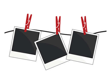 Blank photos hangingのイラスト素材