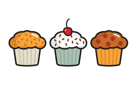 Cup cake vector iconsのイラスト素材