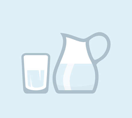 Glass of water and water pitcherのイラスト素材