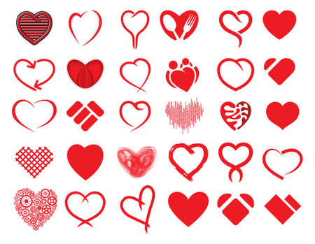 Red heart collectionのイラスト素材