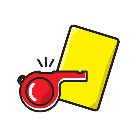 Football referee whistle with yellow cardのイラスト素材