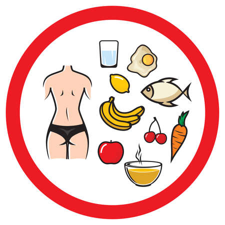 Slim woman after weight loss - healthy foodのイラスト素材