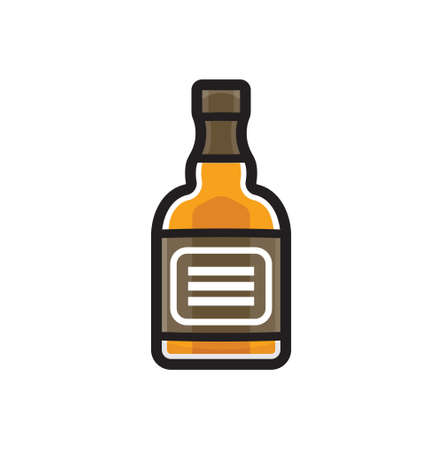 Alcohol bottle - whiskey bottle vector iconのイラスト素材