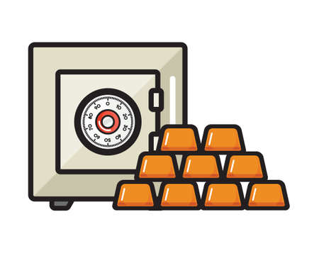 Gold bars and safe vectorのイラスト素材