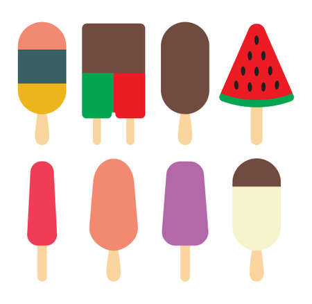 Ice cream flat vector iconsのイラスト素材