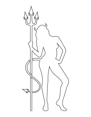 Devil woman vector outlineのイラスト素材
