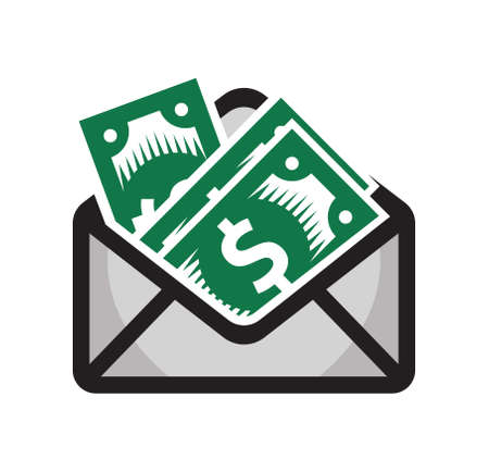Dollar bills in the envelope vector iconのイラスト素材