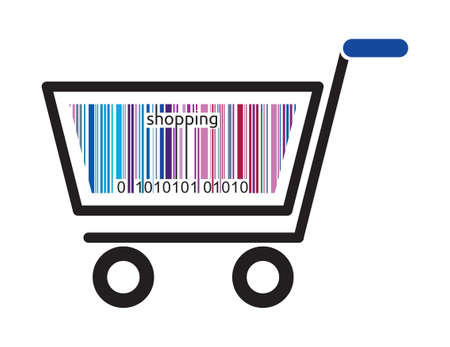 Shopping cart with bar code iconのイラスト素材