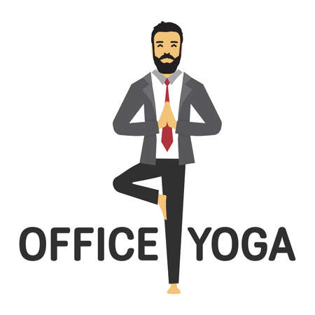 Man doing office yoga vector iconのイラスト素材