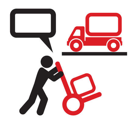 Hand truck with cardboard boxes and truck transportationのイラスト素材