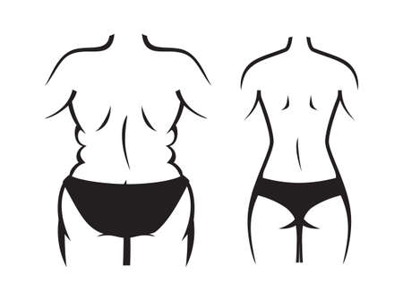 Fat and slim woman, before and after weight lossのイラスト素材