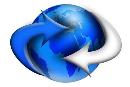 arrows surrounds the blue earthの写真素材